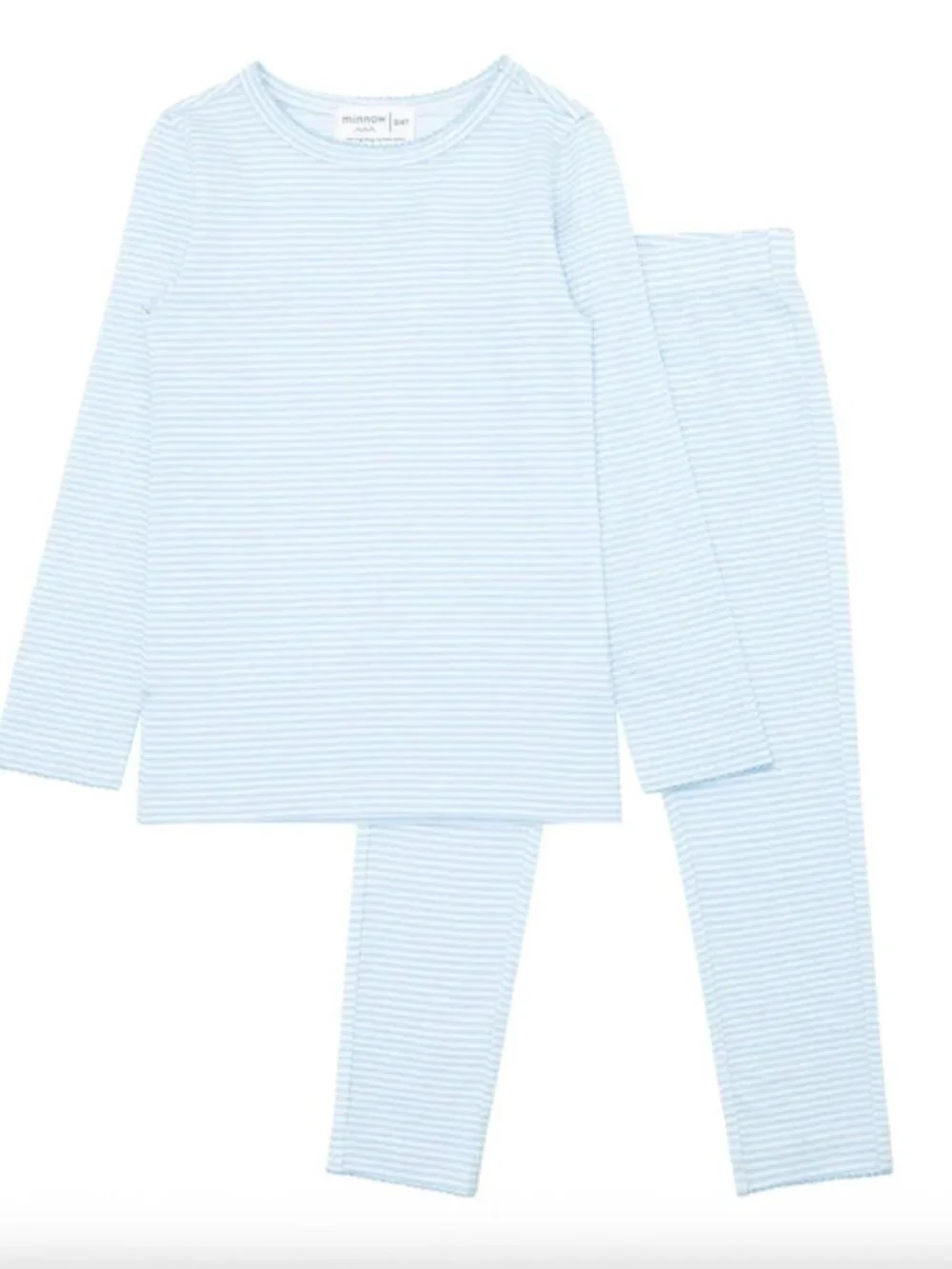 Minnow Girls Powder Blue Stripe Pima Pajama Set - 3T 4T